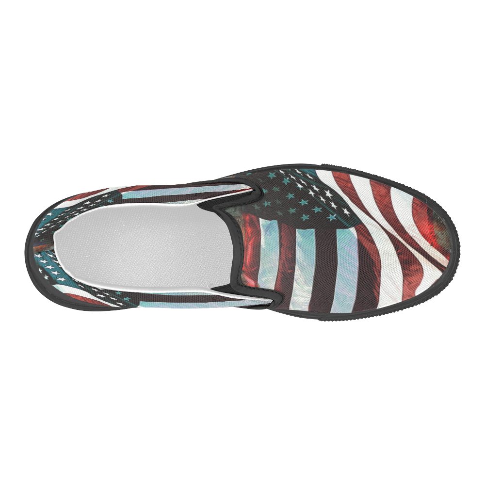 A abstract waving usa flag Women's Slip-on Canvas Shoes (Model 019)