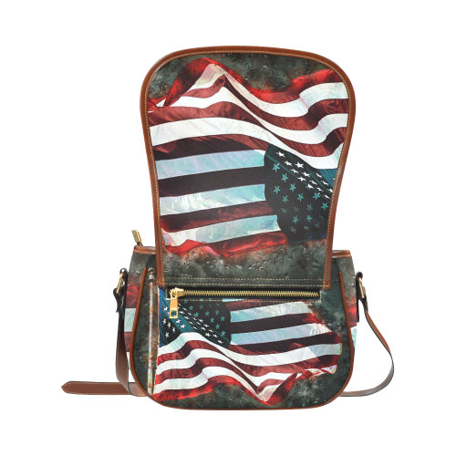 A abstract waving usa flag Saddle Bag/Large (Model 1649)