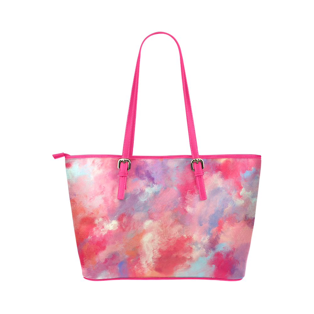 Heavens Clouds Leather Tote Bag/Large (Model 1651)