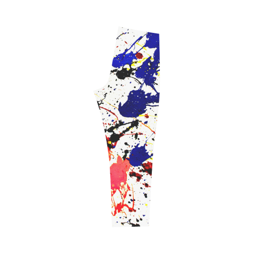 Blue & Red Paint Splatter Capri Legging (Model L02)