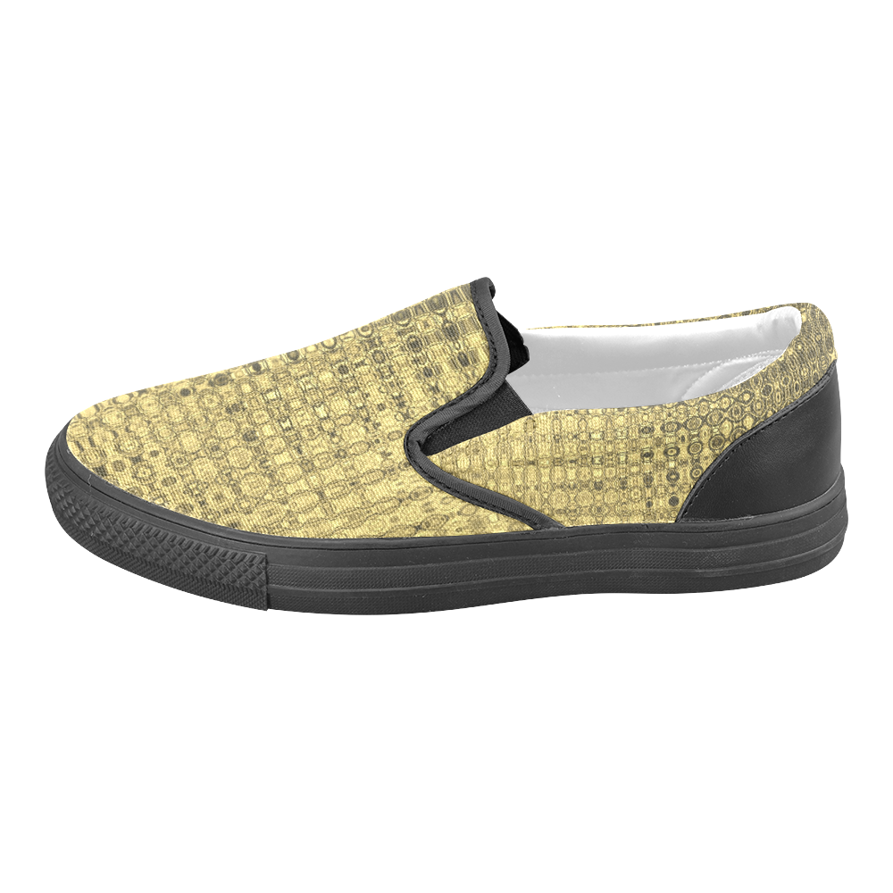 Gold Texture Luxury Men's Slip-on Canvas Shoes (Model 019)