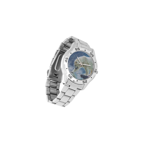 A polar bear at the water Men's Stainless Steel Analog Watch(Model 108)