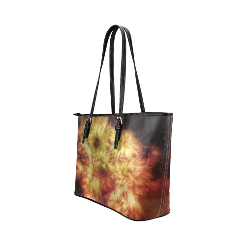 Yellow Chrysanthemums Leather Tote Bag/Small (Model 1651)