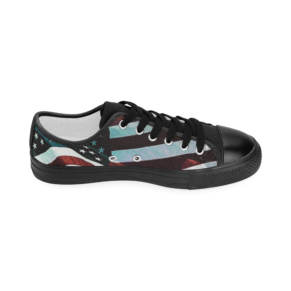 A abstract waving usa flag Women's Classic Canvas Shoes (Model 018)