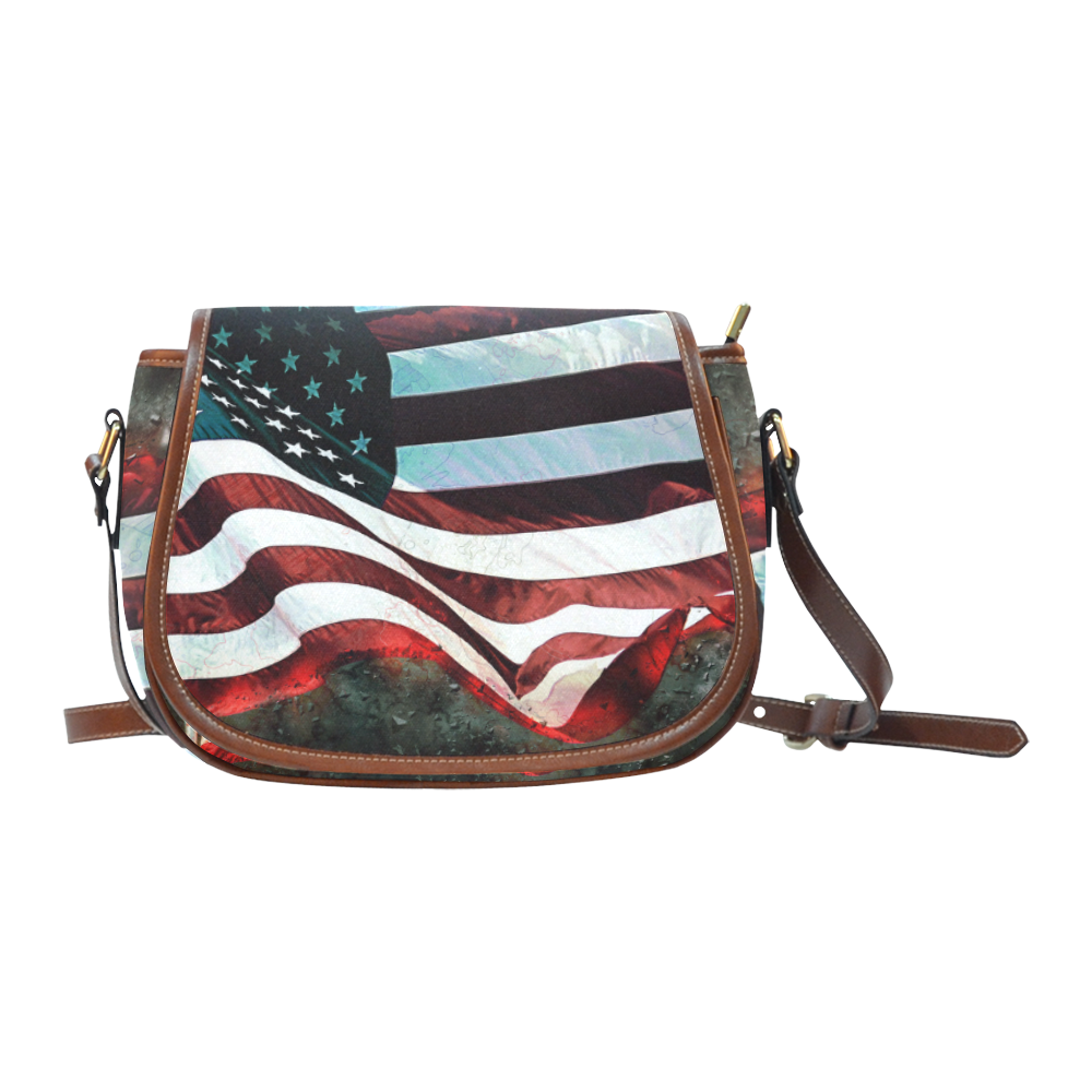 A abstract waving usa flag Saddle Bag/Small (Model 1649) Full Customization