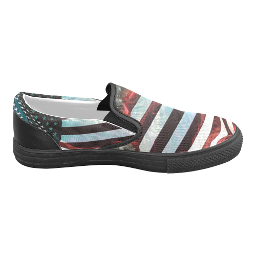 A abstract waving usa flag Men's Slip-on Canvas Shoes (Model 019)