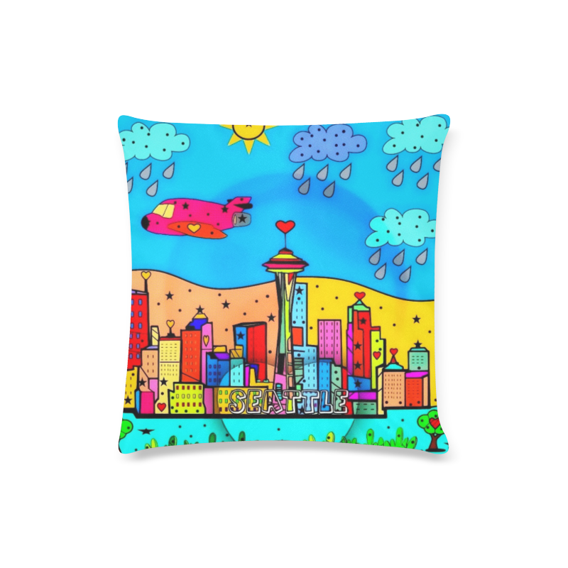 Seattle by Nico Bielow Custom Zippered Pillow Case 16"x16"(Twin Sides)