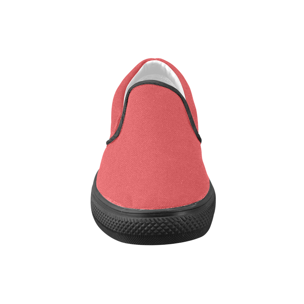Poppy Red Men's Unusual Slip-on Canvas Shoes (Model 019)