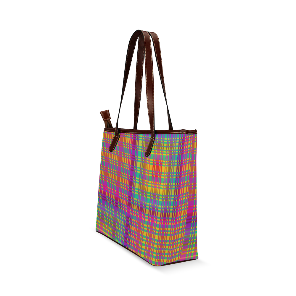 Rainbow Tartan Shoulder Tote Bag (Model 1646)