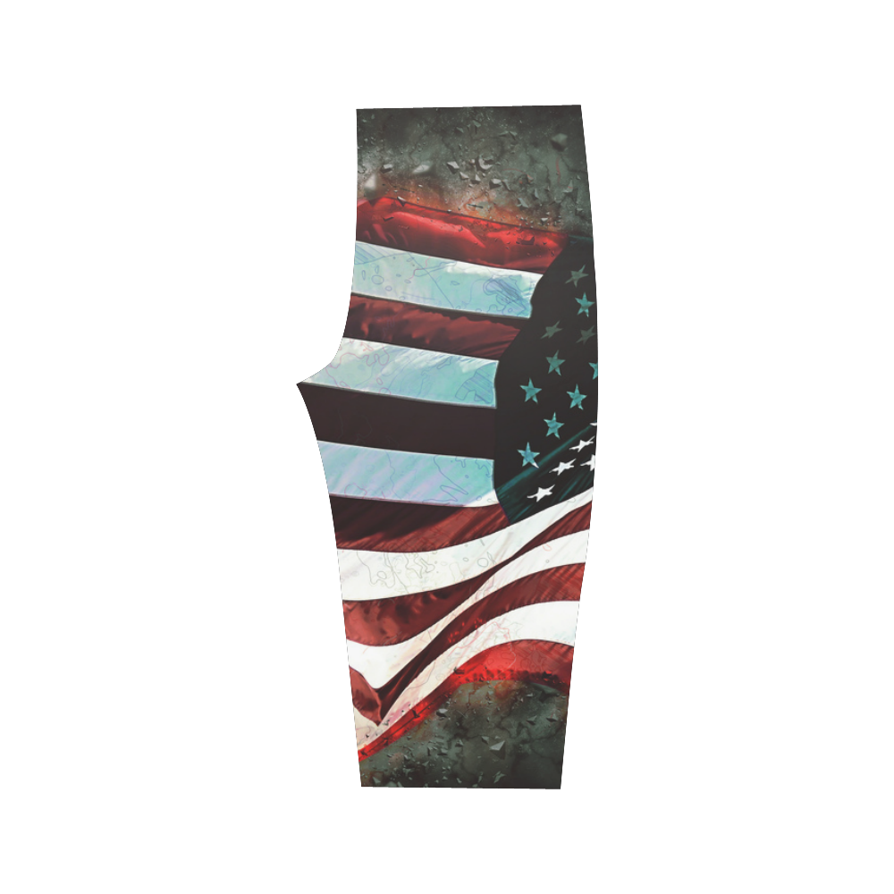 A abstract waving usa flag Hestia Cropped Leggings (Model L03)