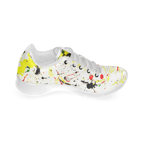 Yellow & Black Paint Splatter Men’s Running Shoes (Model 020)
