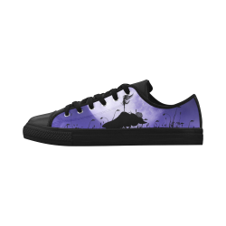 A beautiful fairy dancing on a mushroom silhouette Aquila Microfiber Leather Women's Shoes (Model 028)