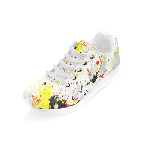 Yellow & Black Paint Splatter Women’s Running Shoes (Model 020)
