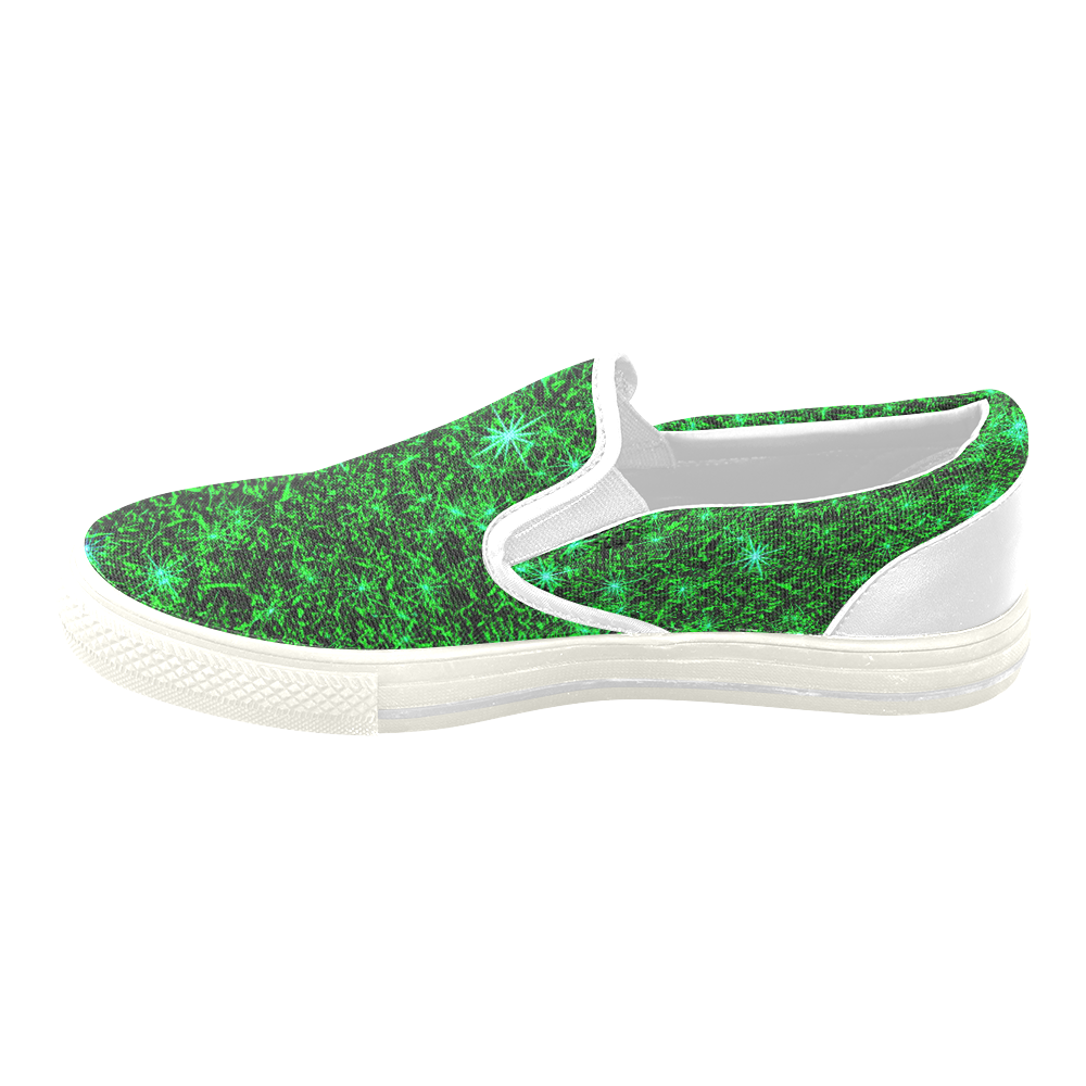 Sparkling Green - Jera Nour Women's Unusual Slip-on Canvas Shoes (Model 019)