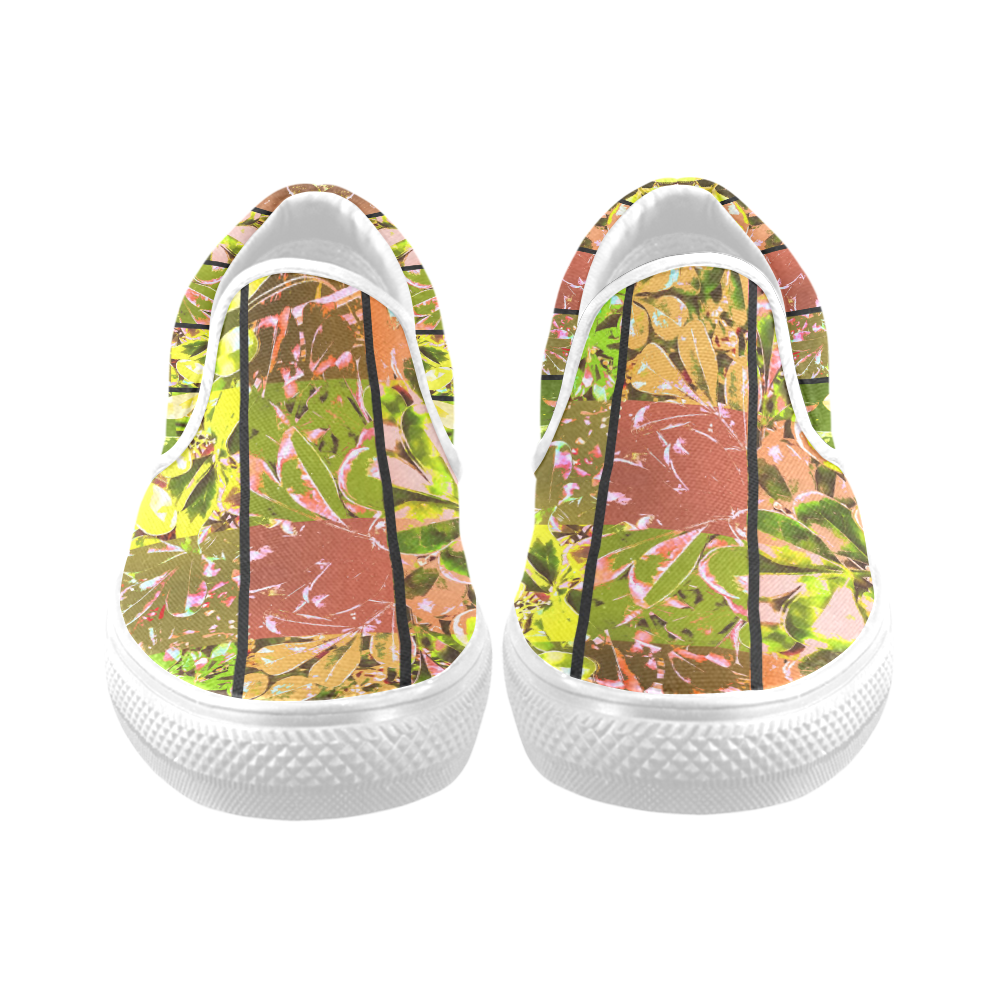 Foliage Patchwork #5 - Jera Nour Women's Unusual Slip-on Canvas Shoes (Model 019)