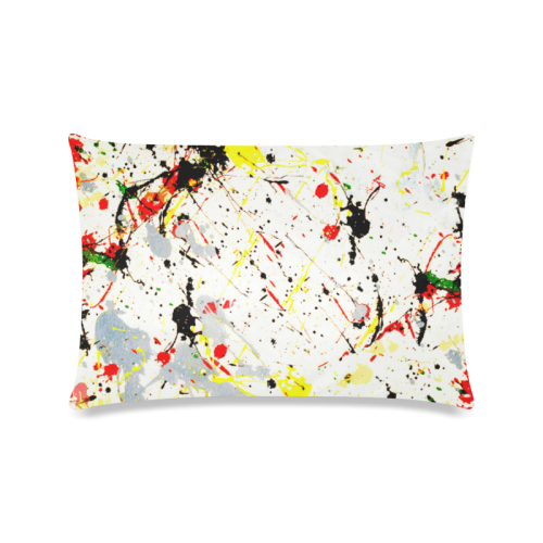 Yellow & Black Paint Splatter Custom Zippered Pillow Case 16"x24"(Twin Sides)