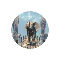 Elephant on a jetty Round Mousepad