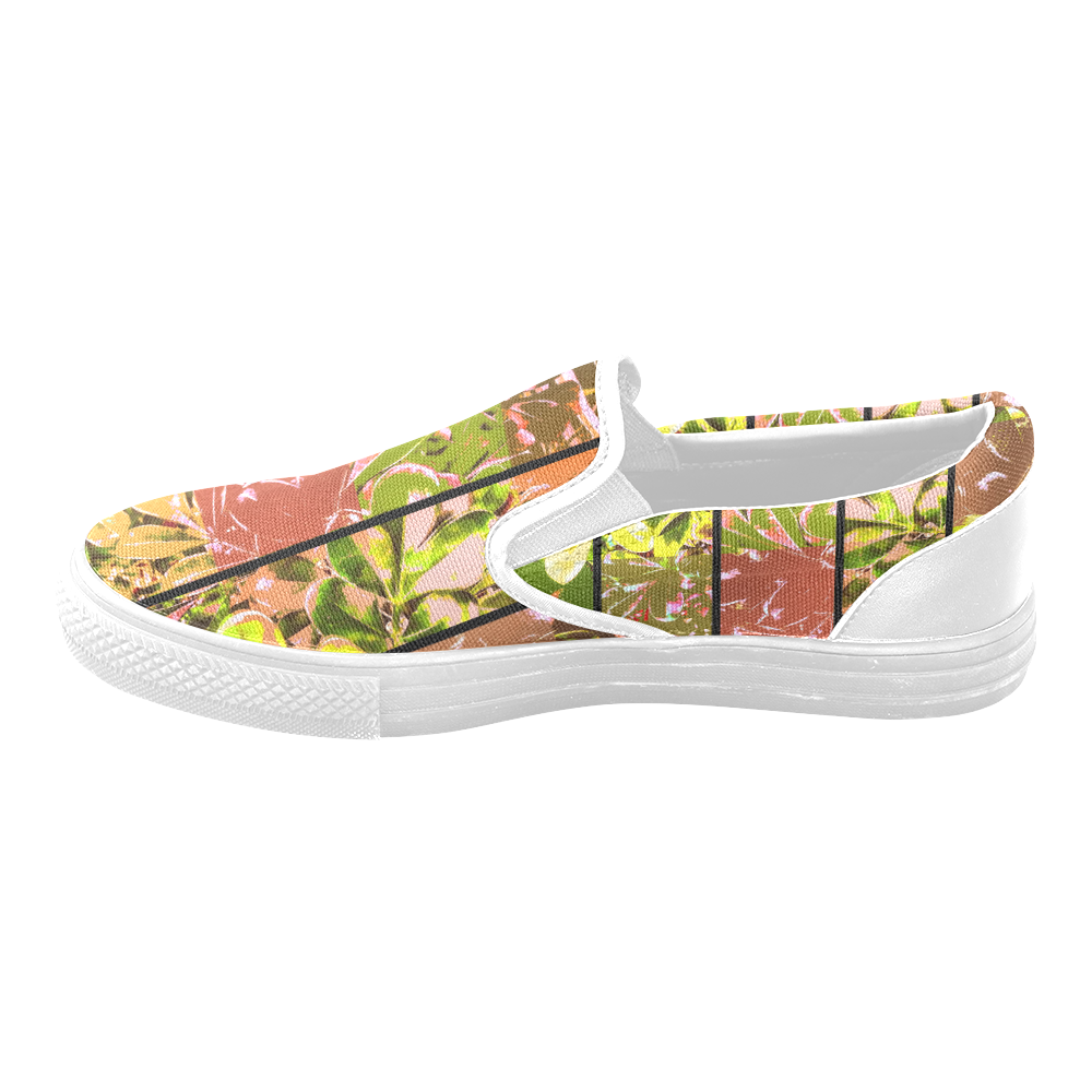 Foliage Patchwork #5 - Jera Nour Women's Unusual Slip-on Canvas Shoes (Model 019)