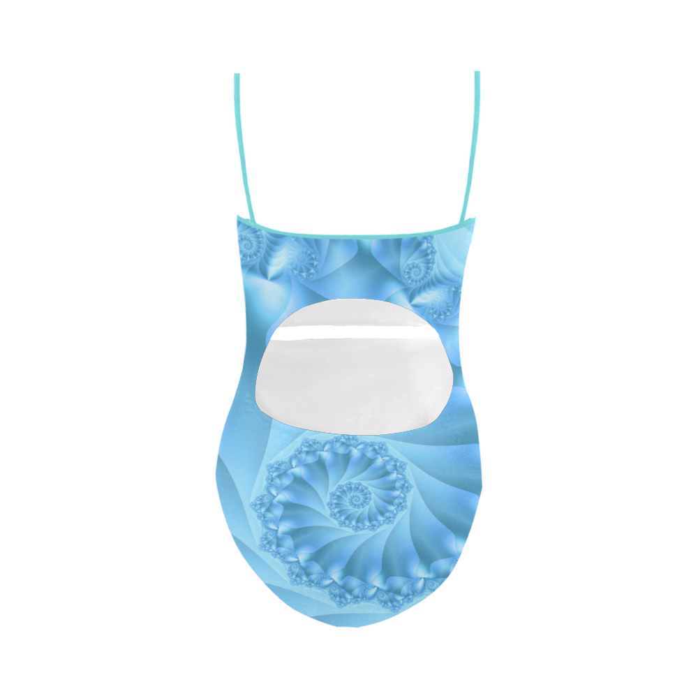 Blue Spiral Fractal Strap Swimsuit ( Model S05)