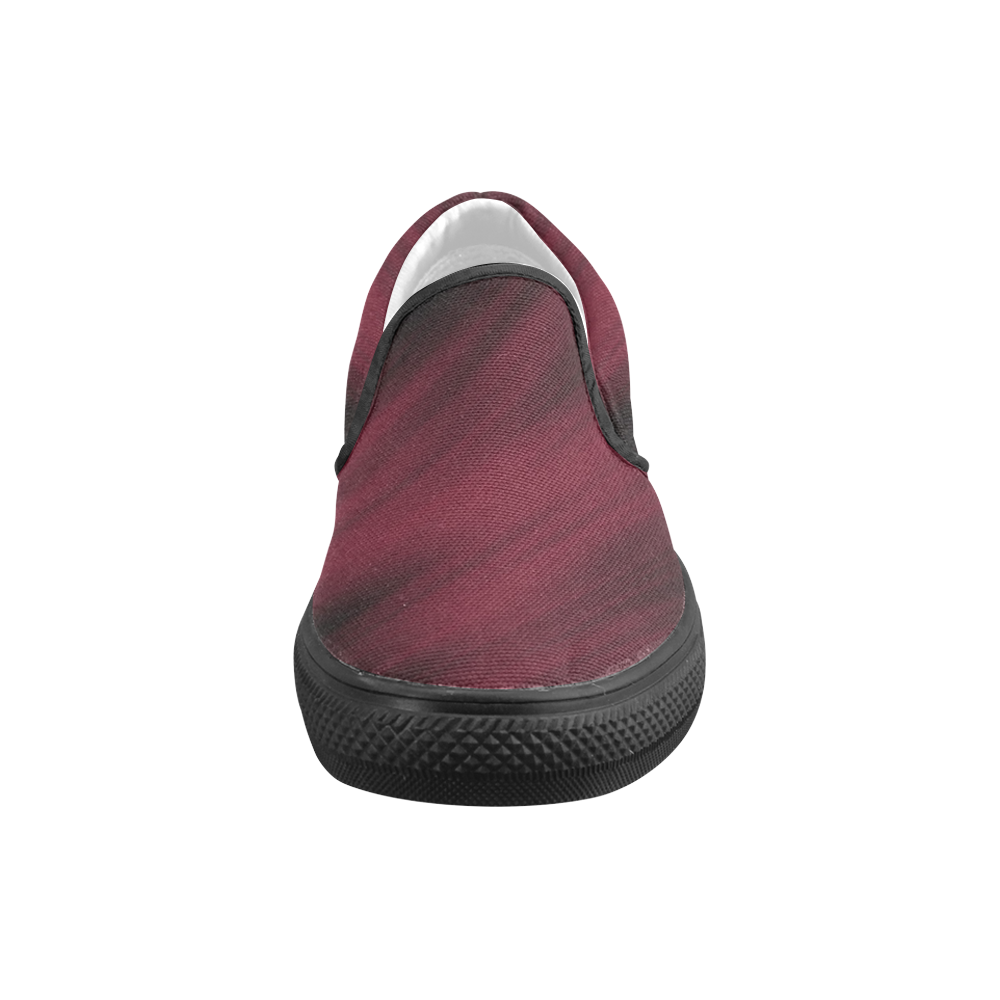 black and dark red fractal Men's Unusual Slip-on Canvas Shoes (Model 019)