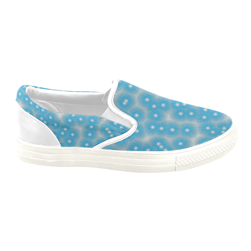 blue and white dots Men's Unusual Slip-on Canvas Shoes (Model 019)