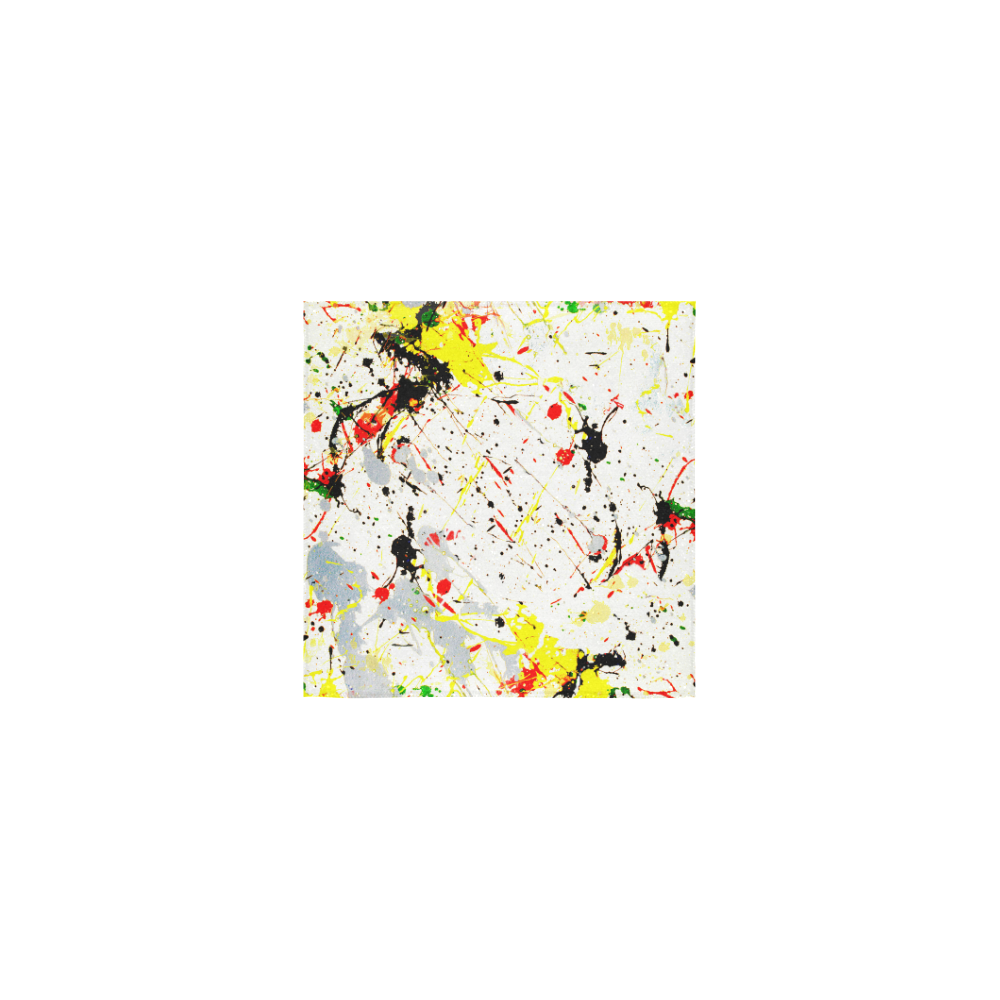 Yellow & Black Paint Splatter Square Towel 13“x13”