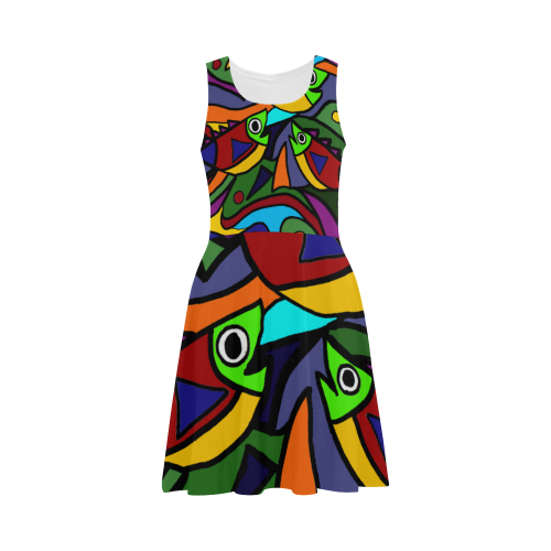 Artistic Cool Colorful Fish Abstract Art Atalanta Sundress (Model D04)