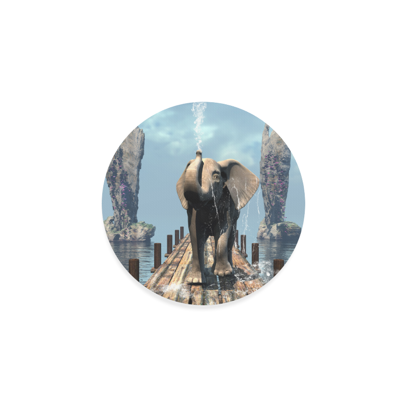 Elephant on a jetty Round Coaster