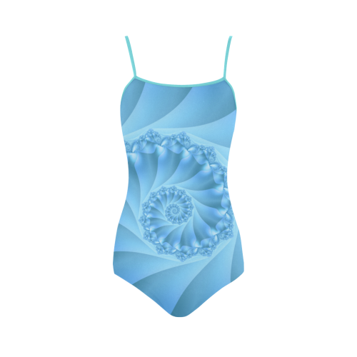 Blue Spiral Fractal Strap Swimsuit ( Model S05)