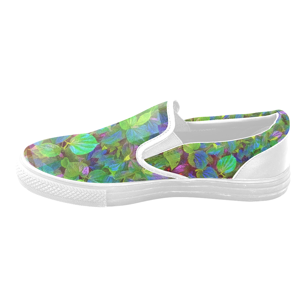 Foliage Patchwork #10 - Jera Nour Women's Unusual Slip-on Canvas Shoes (Model 019)