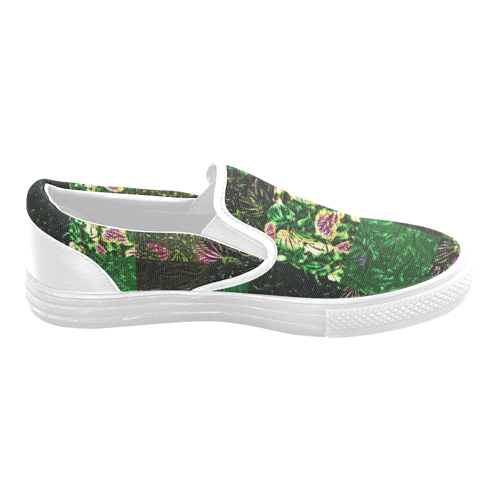 Foliage Patchwork #1 - Jera Nour Women's Unusual Slip-on Canvas Shoes (Model 019)