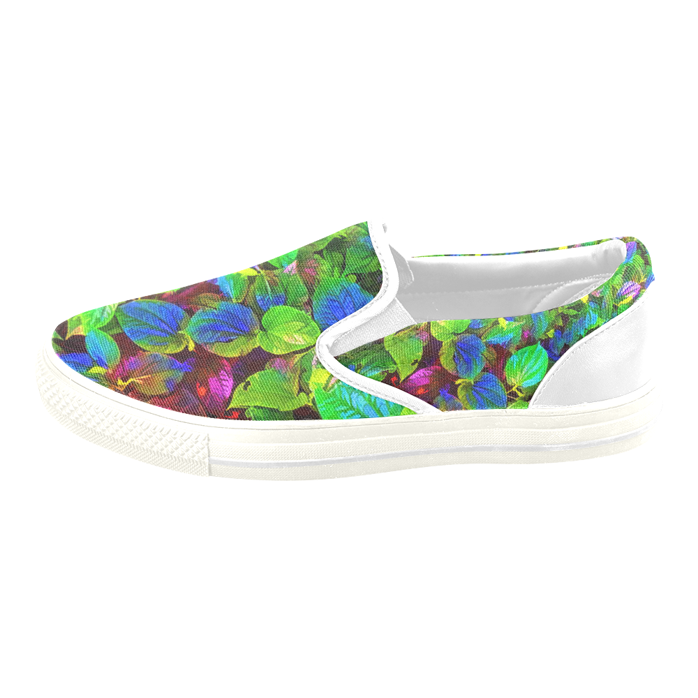 Foliage #7 - Jera Nour Women's Unusual Slip-on Canvas Shoes (Model 019)