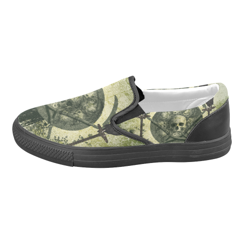 Awesome skulls Women's Unusual Slip-on Canvas Shoes (Model 019)