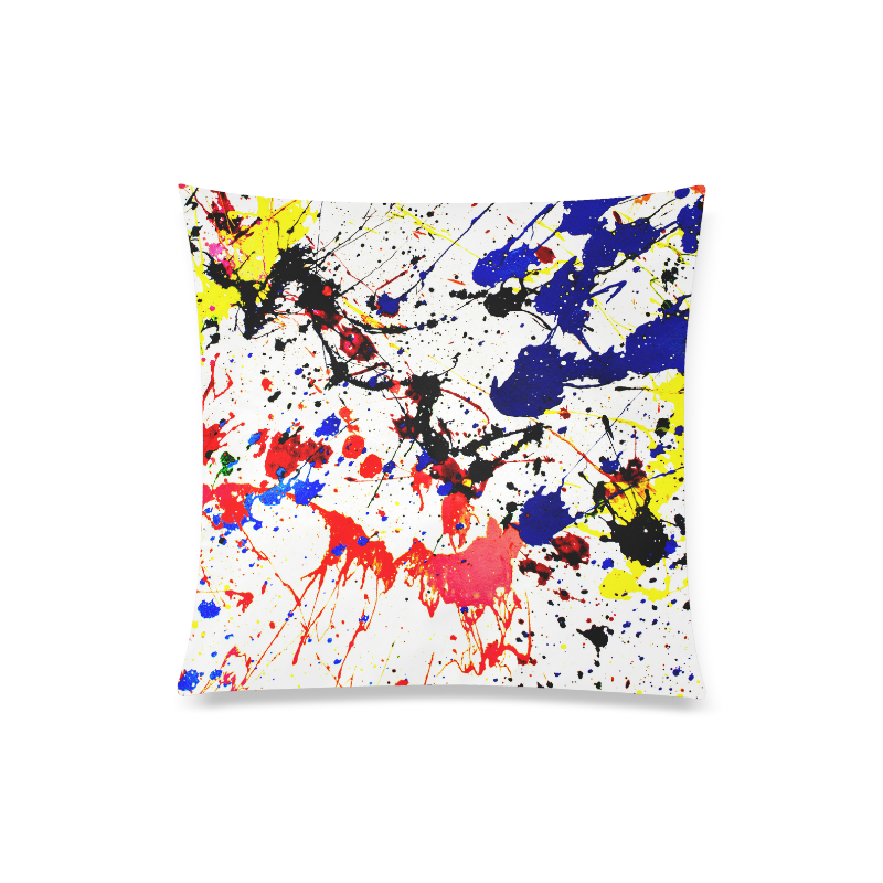 Blue & Red Paint Splatter Custom Zippered Pillow Case 20"x20"(Twin Sides)