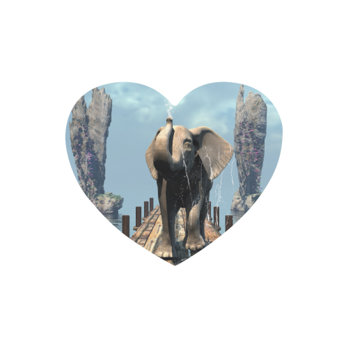 Elephant on a jetty Heart-shaped Mousepad