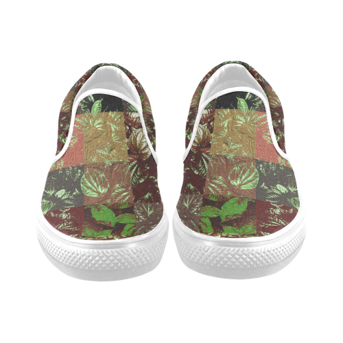 Foliage Patchwork #4 - Jera Nour Women's Unusual Slip-on Canvas Shoes (Model 019)