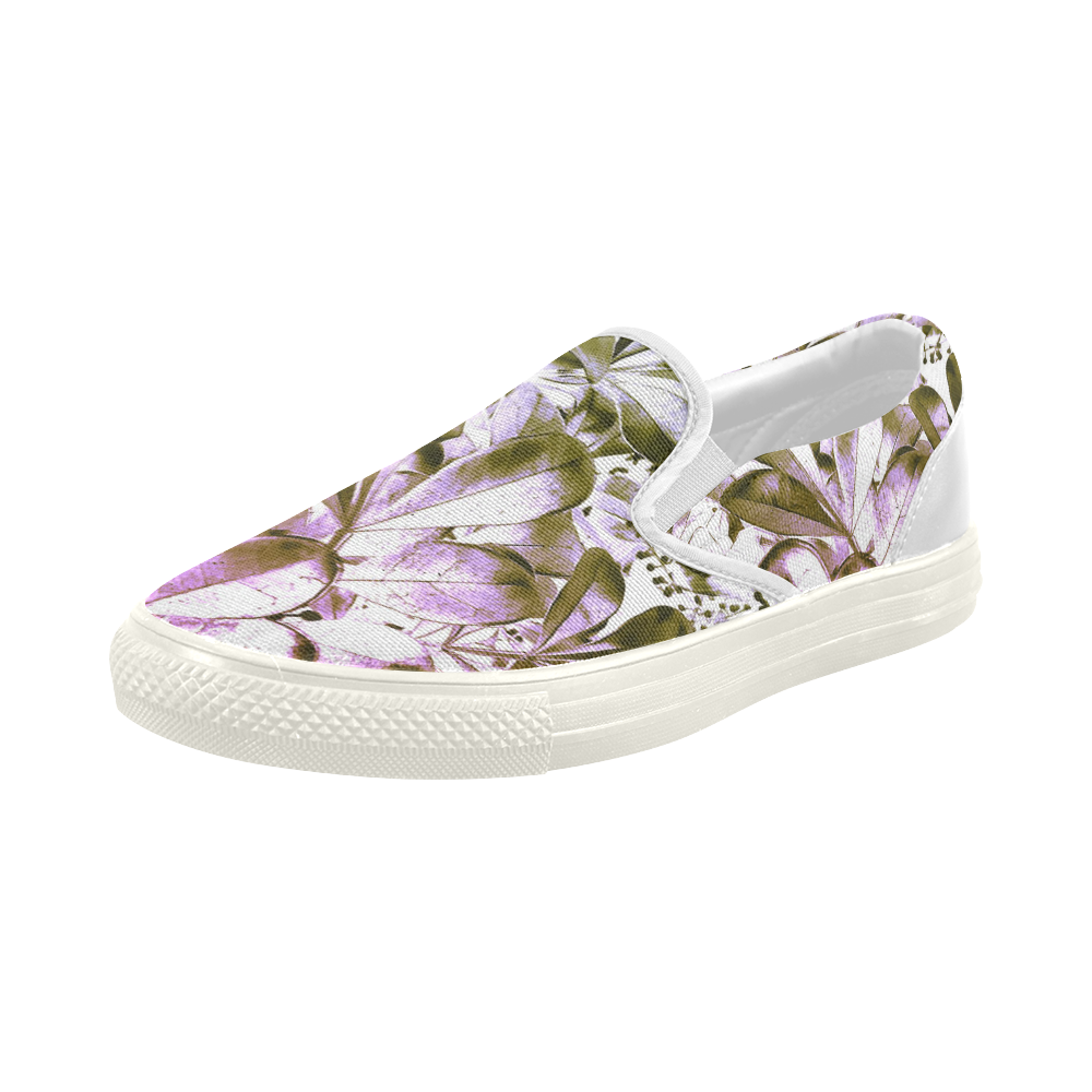 Foliage #4 - Jera Nour Women's Slip-on Canvas Shoes (Model 019)