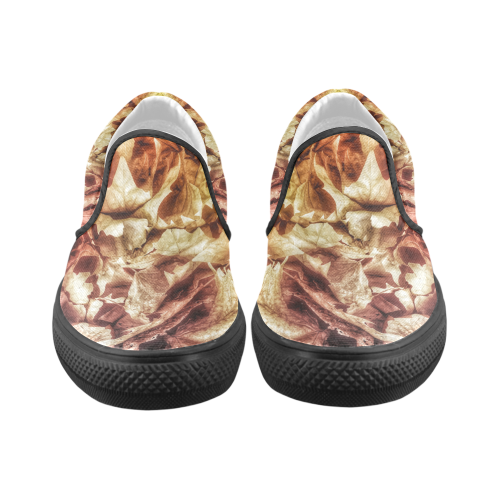 Winter Leaves Men's Unusual Slip-on Canvas Shoes (Model 019)