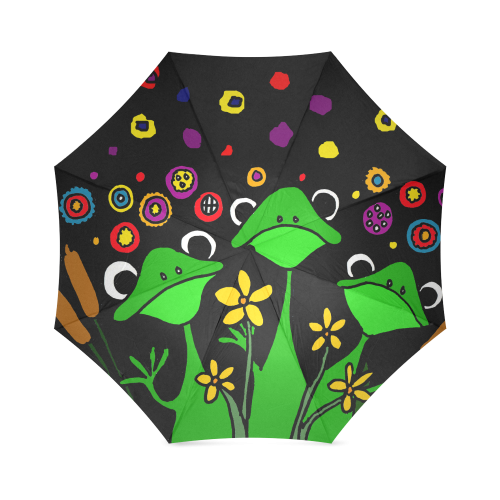 Cute Funny Tree Frogs Abstract Art Foldable Umbrella (Model U01)