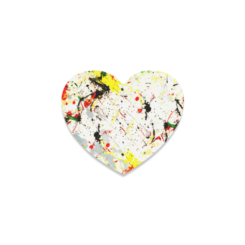 Yellow & Black Paint Splatter Heart Coaster