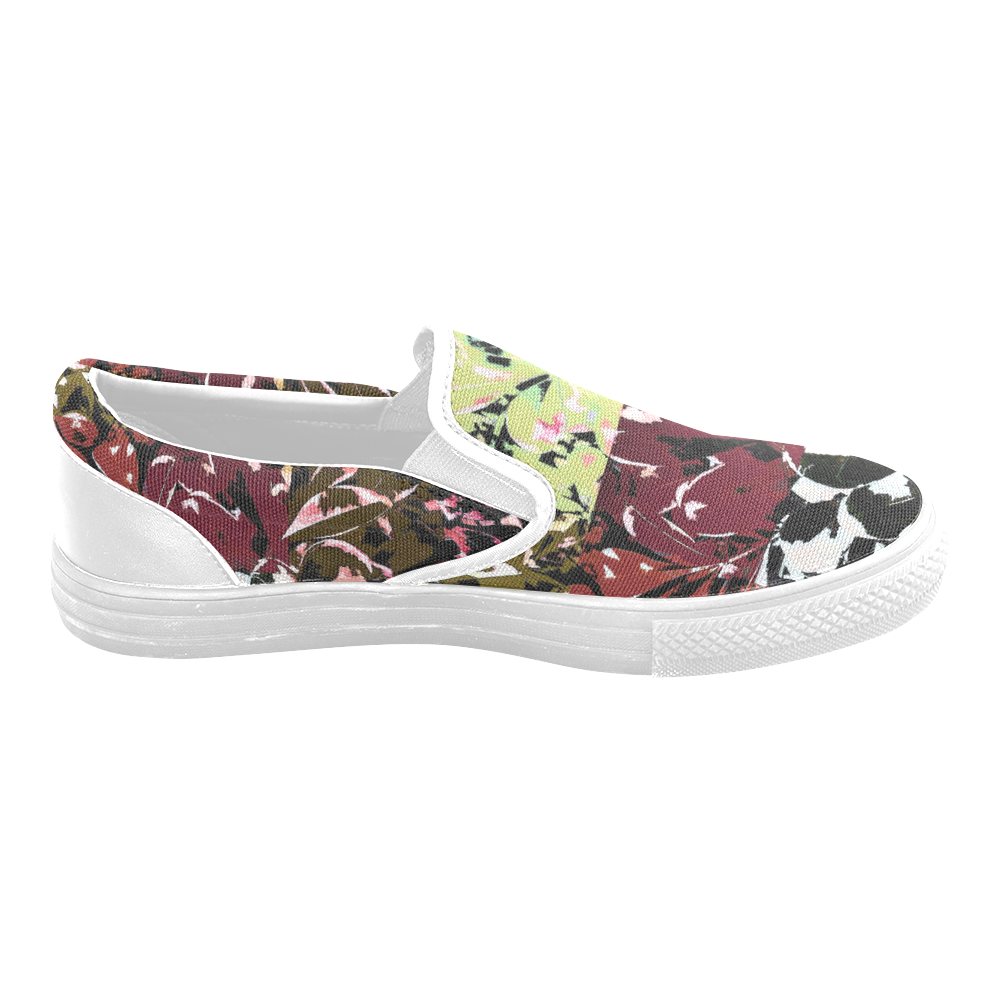 Foliage Patchwork #6 - Jera Nour Women's Unusual Slip-on Canvas Shoes (Model 019)