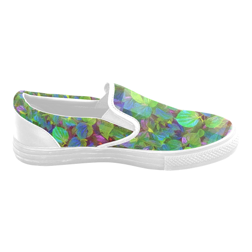 Foliage Patchwork #10 - Jera Nour Women's Unusual Slip-on Canvas Shoes (Model 019)