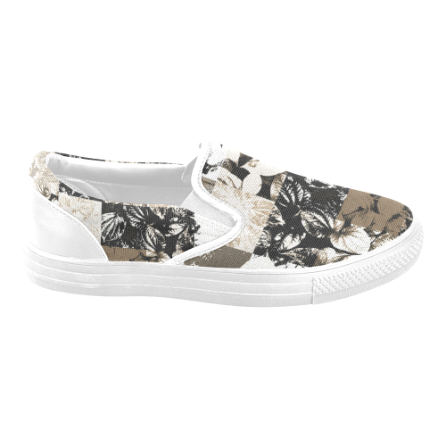 Foliage Patchwork #8 - Jera Nour Women's Unusual Slip-on Canvas Shoes (Model 019)