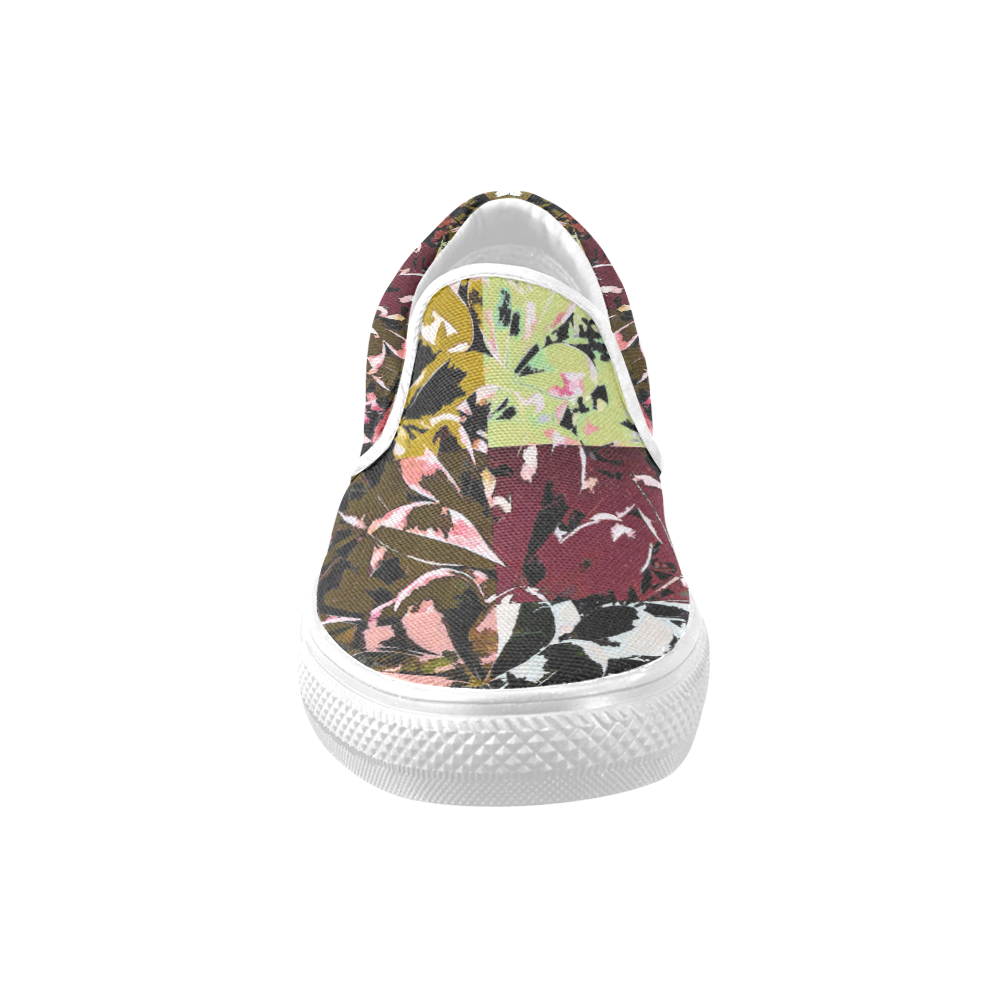 Foliage Patchwork #6 - Jera Nour Women's Unusual Slip-on Canvas Shoes (Model 019)