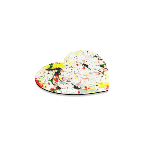 Yellow & Black Paint Splatter Heart Coaster