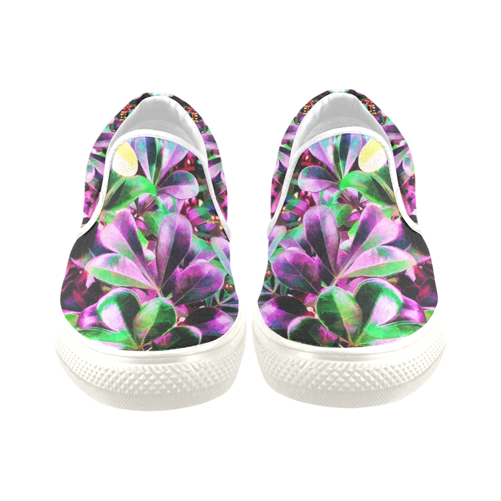 Foliage #3 - Jera Nour Women's Unusual Slip-on Canvas Shoes (Model 019)