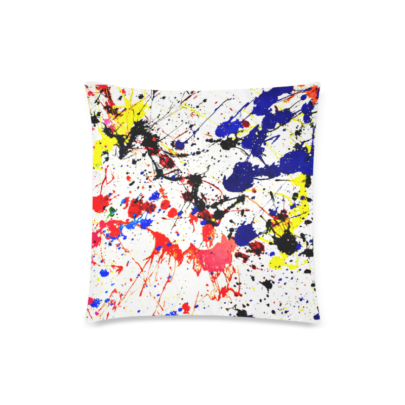 Blue & Red Paint Splatter Custom Zippered Pillow Case 18"x18"(Twin Sides)