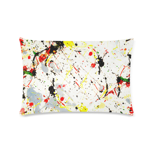 Yellow & Black Paint Splatter Custom Zippered Pillow Case 16"x24"(Twin Sides)