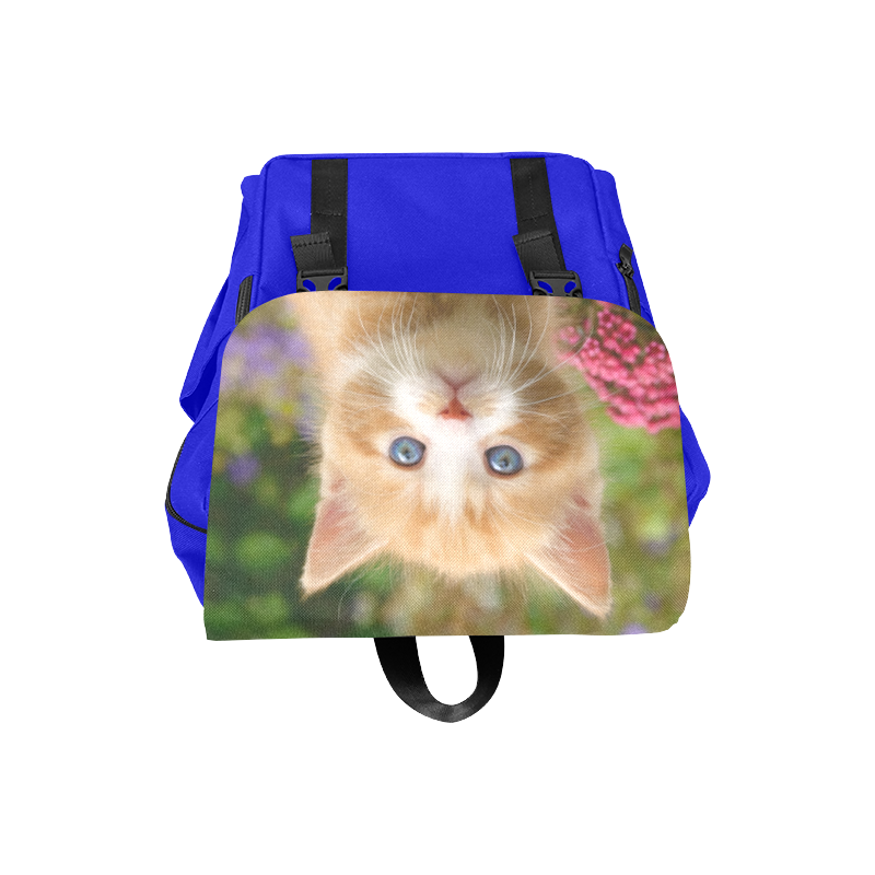 Cute Ginger Kitten Funny Baby Pet Animal in a Garden Photo for Cat Lovers Casual Shoulders Backpack (Model 1623)