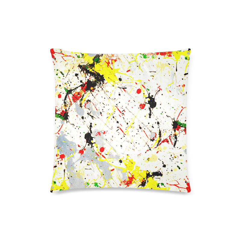 Yellow & Black Paint Splatter Custom Zippered Pillow Case 18"x18"(Twin Sides)